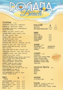 Drink list Dogana Beach