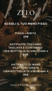 Menù Terrazza Zelo