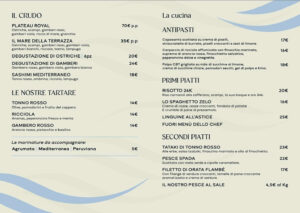 Menù ristorante
